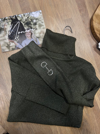 Limited edition Glitter Turtleneck Monère Signature Army Green
