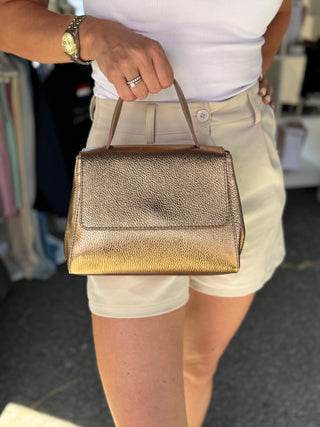 Leather small gold bag